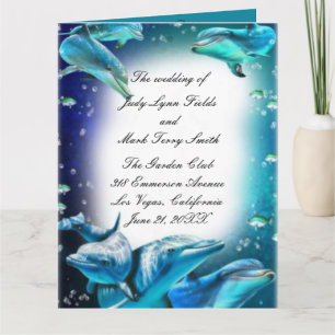 Beach Theme Dolphin Wedding Programme Kaart