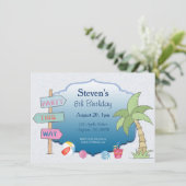 Beach Theme Five Line Aangepaste Uitnodiging (Staand voorkant)