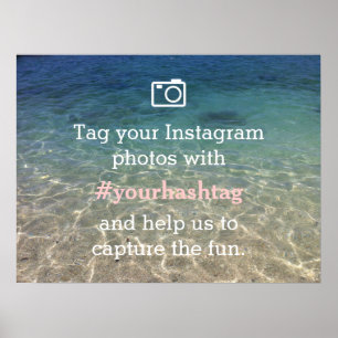 Beach Theme Instagram Foto's Hashtag Weddenschap Poster