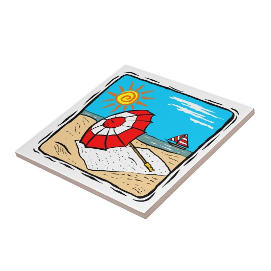 Beach Theme keramische tegel Tegeltje (Zijkant)