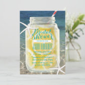 Beach Theme Mason Jar & Starfish Vrijgezellenfeest Kaart (Staand voorkant)