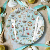 Beach Theme Nautical Kerstmis Kastal Papieren Bordje