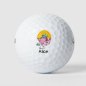 Beach Theme Pineappel op Sun geplaatst met naam Golfballen (Voorkant)