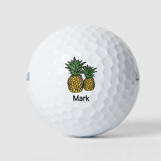 Beach Theme Pineapple met de naam Golf Balls Golfballen (Voorkant)
