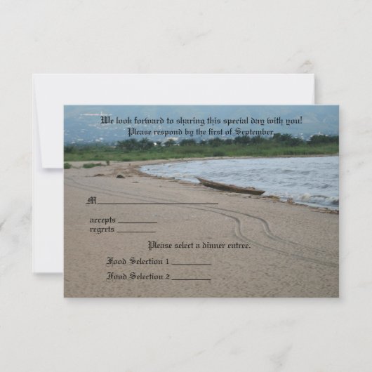 Beach Theme Response Card - Landscape RSVP Kaartje (Voorkant)