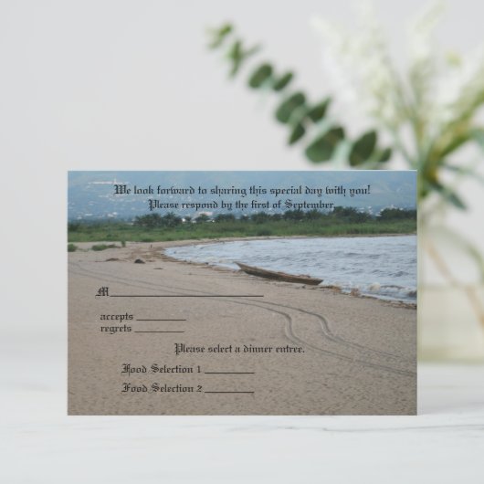 Beach Theme Response Card - Landscape RSVP Kaartje (Staand voorkant)