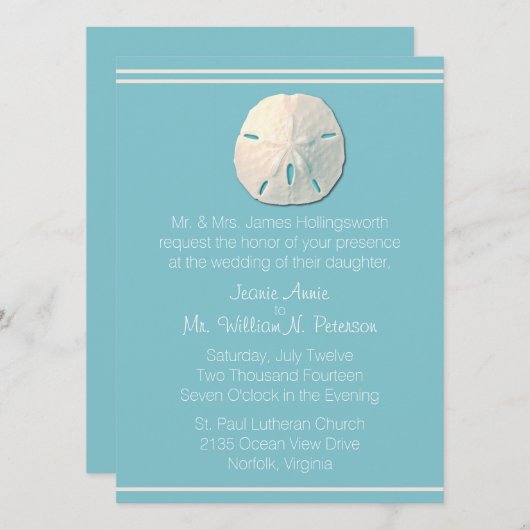 Beach Theme Sand Dollar Weddenschap Kaart (Voorkant / Achterkant)