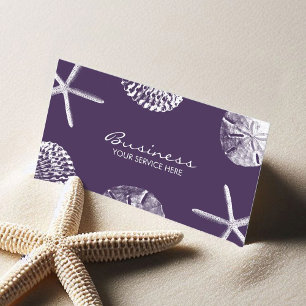 Beach Theme Seashells Elegant Deep Paars Visitekaartje