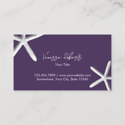 Beach Theme Seashells Elegant Deep Paars Visitekaartje (Achterkant)