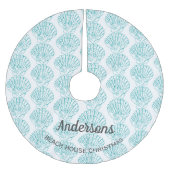 Beach Theme Shell Family Name Beach House Blauwgro Kerstboom Rok (Voorkant)