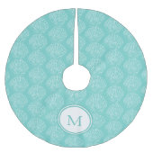 Beach Theme Shell Monogram Turquoise Kerstboom Rok (Voorkant)