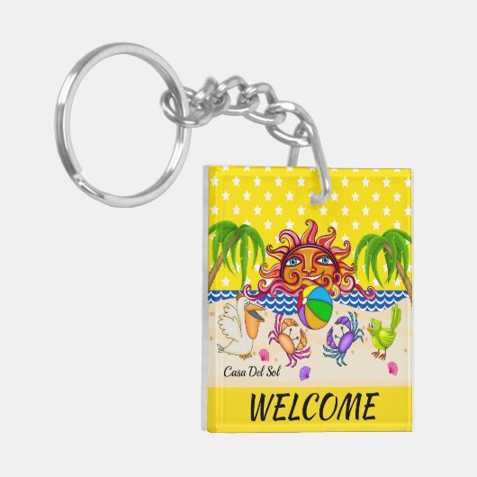 Beach Theme Sleutelhanger Bekijk beide kanten (Voorkant Links)