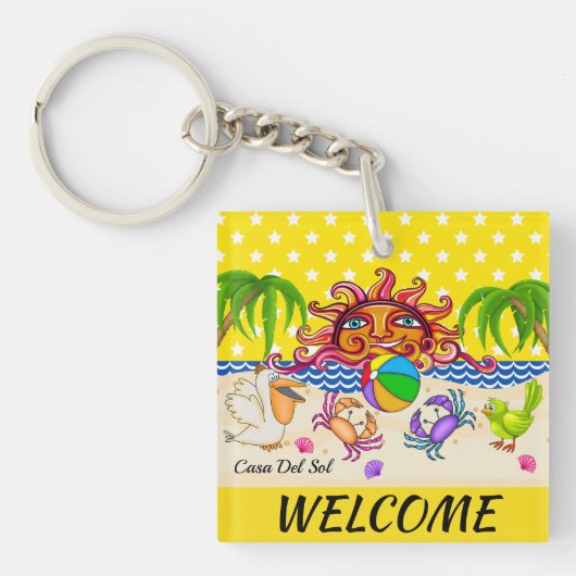 Beach Theme Sleutelhanger Bekijk beide kanten (Voorkant)