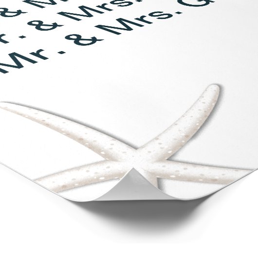 Beach Theme Starfish Wedding Seding Chart Poster (Hoek)