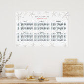 Beach Theme Starfish Wedding Seding Chart Poster (Keuken)