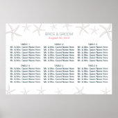 Beach Theme Starfish Wedding Seding Chart Poster (Voorkant)