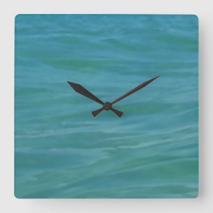 Beach Theme Tropical Blue Aquamarine Waves Vierkante Klok