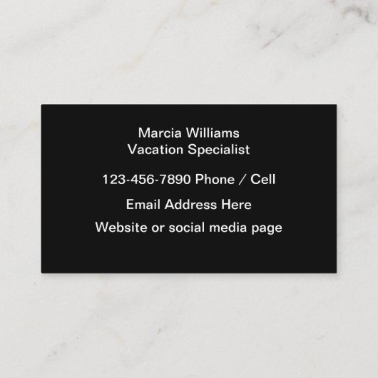 Beach Theme Vacation Specialist Visitekaartje (Achterkant)