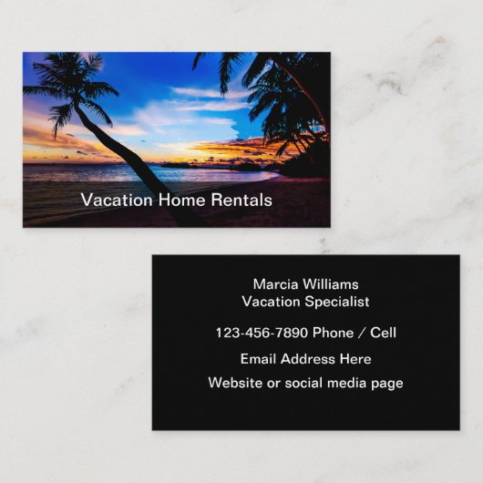 Beach Theme Vacation Specialist Visitekaartje (Voorkant / Achterkant)