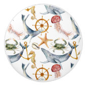 Beach Theme Waterverf Pattern Ceramic Knob. Keramische Knop (Voorkant)