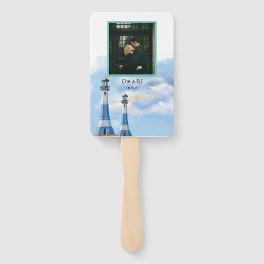 Beach Theme Weddenprogramma Handwaaier (Achterkant)