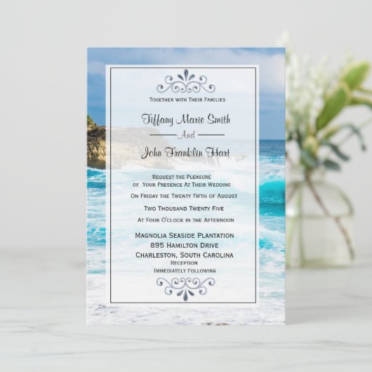 Beach Theme Weddenschap Kaart (Staand voorkant)