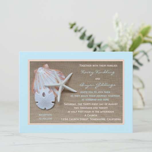 Beach Theme Weddenschap Kaart (Staand voorkant)