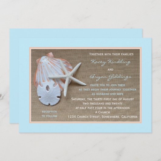 Beach Theme Weddenschap Kaart (Voorkant / Achterkant)