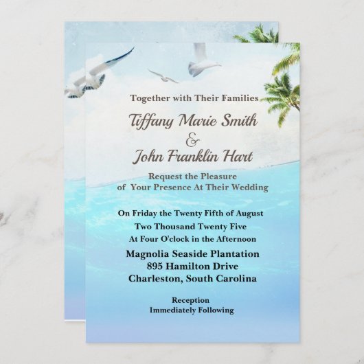 Beach Theme Weddenschap Kaart (Voorkant / Achterkant)