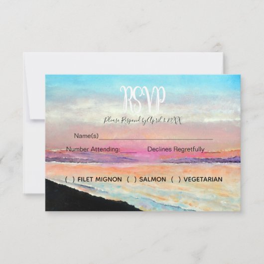 Beach Theme Wedding RSVP Kaart (Voorkant)