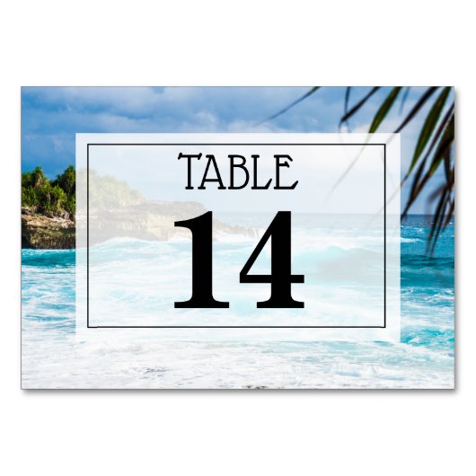 Beach Theme Wedding Table Number Kaart (Achterkant)