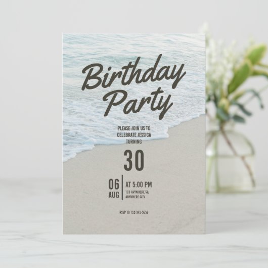 Beach Themed Birthday Party Invitation (Staand voorkant)