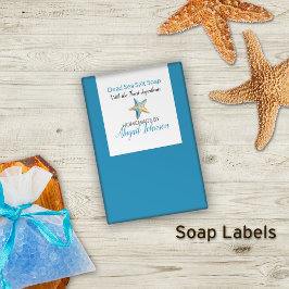 Beach-Themed Blue + Starfish Handmade Soap Label