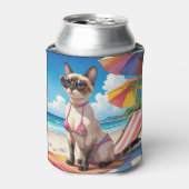 Beach themed for Siamese Cat lovers Blikjeskoeler (Blikje Voorkant)