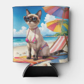 Beach themed for Siamese Cat lovers Blikjeskoeler (Voorkant)