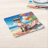 Beach themed for Siamese Cat lovers Kartonnen Onderzetters (Schuin)