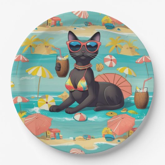  Beach themed for Siamese Cat Lovers Party Papieren Bordje (Voorkant)