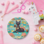 Beach themed for Siamese Cat Lovers Party Papieren Bordje (Feest)
