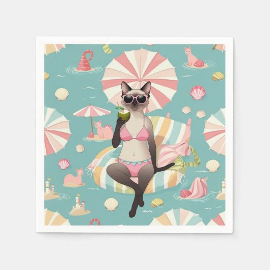 Beach themed for Siamese Cat lovers Servet (Voorkant)