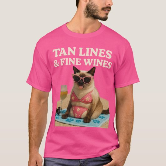 Beach themed for Siamese Cat Lovers T-shirt (Voorkant)