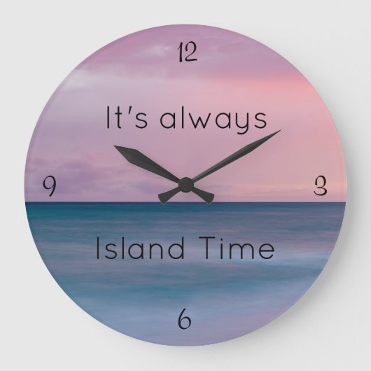Beach Themed, Island Time Clock Grote Klok (Voorkant)