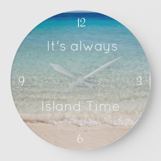 Beach Themed, Island Time Clock Grote Klok (Voorkant)