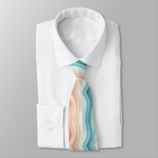 Beach Themed Watercolor Stripes Neck Tie Stropdas (Gebonden)