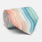 Beach Themed Watercolor Stripes Neck Tie Stropdas (Opgerold)