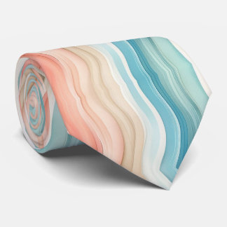 Beach Themed Watercolor Stripes Neck Tie Stropdas