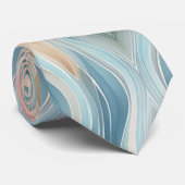 Beach Themed Watercolor Stripes Neck Tie Stropdas (Opgerold)