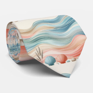Beach Themed Watercolor Stripes Neck Tie Stropdas