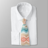 Beach Themed Watercolor Stripes Neck Tie Stropdas (Gebonden)