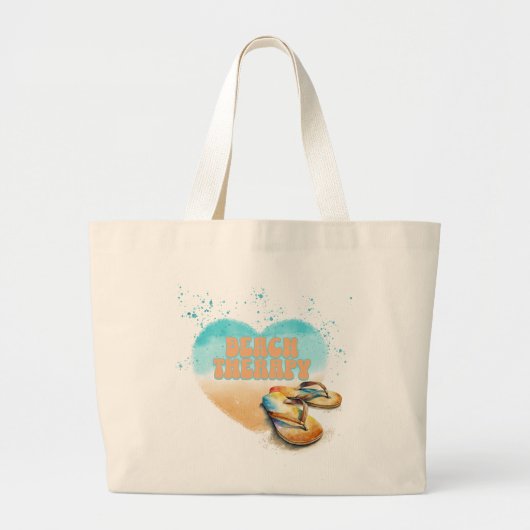Beach Therapy Flip Flops in the sand Grote Tote Bag (Voorkant)