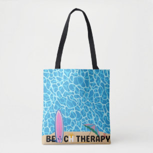 Beach Therapy Surfplank Zomer Esthetische Poster Tote Bag